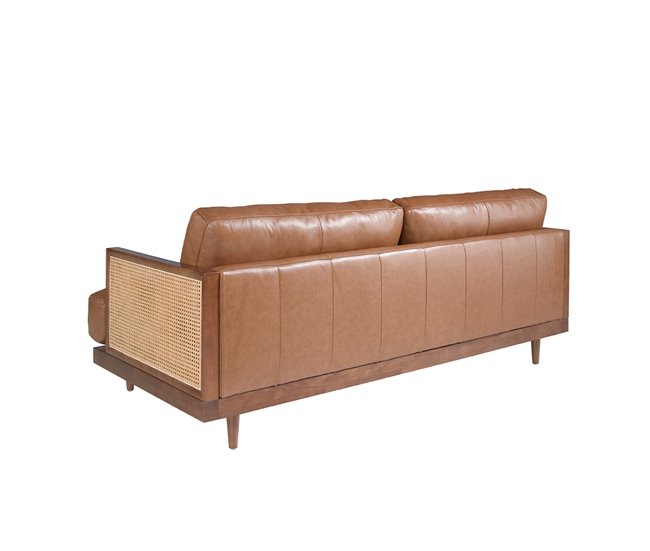 ANGEL CERDA Sofá 3 plazas piel marrón Nogal