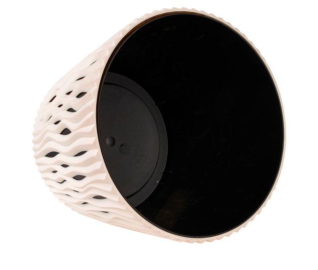 2x Maceta redonda de plastico Sandy Round Crema