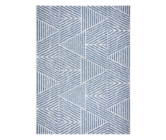 Alfombra COLOR SISAL líneas triangulos zigzag 60x110 Azul