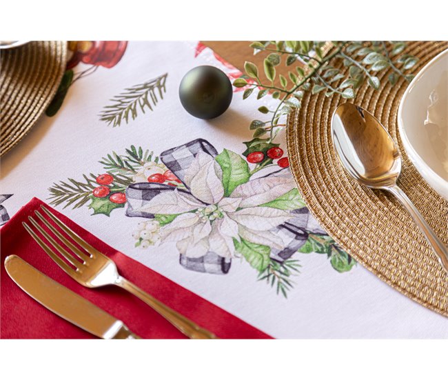 CAMINO DE MESA DE NAVIDAD RIBBON Blanco