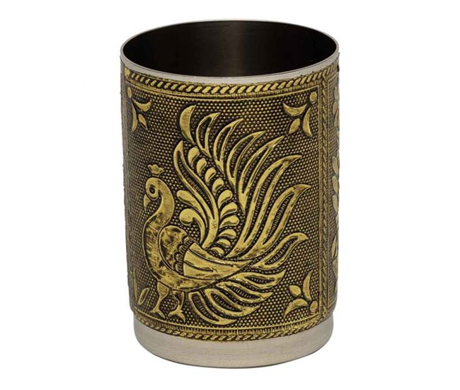 Bandeja de metal repujado Dorado