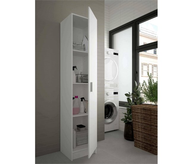 Armario multiusos 1 puerta efecto madera 37 Blanco
