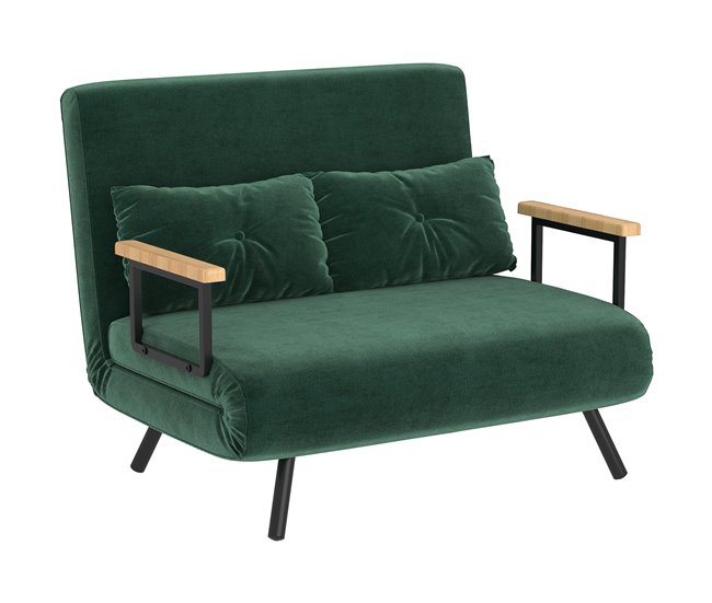 Sofá Cama Doble Terciopelo Sintético, Espuma HOMCOM Verde