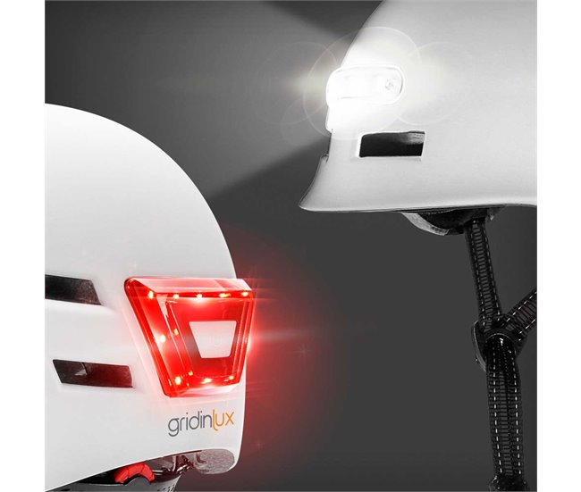 Casco Safe&Go Negro L patinete bici Movilidad Urbana Luz LED frontal y trasera Gridinlux Blanco