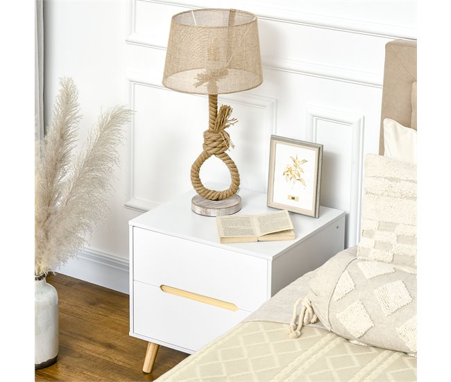 Mesilla de Noche Melamina de Madera, Madera de Pino HOMCOM 50 Blanco