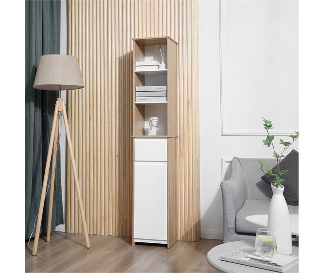 Armario Alto de Baño MDF kleankin, hogar - baño 32 Multicolor
