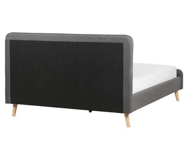 Beliani Cama con somier Poliéster RENNES II Gris Oscuro