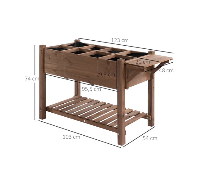 Huerto Urbano de Madera Madera de Abeto Outsunny Marron