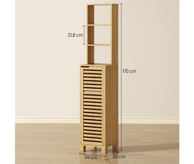 Columna de Baño Bambú HOMCOM, hogar - baño Marron