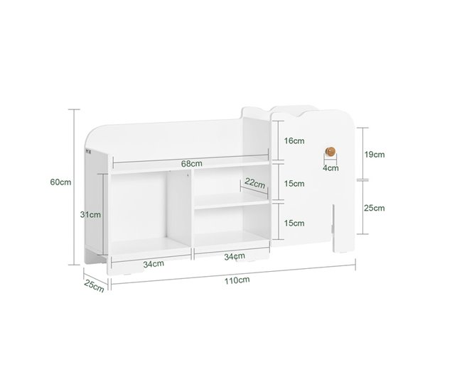 Estantería Infantil en Forma de Elefante KMB62-W SoBuy Blanco