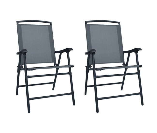 2 Sillas plegables de jardín de textilene Beige