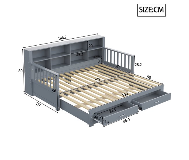 Camas nido 117x196 Gris