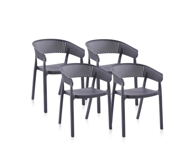 Pack 4 sillas de exterior Diza Antracita