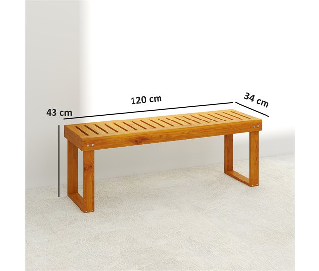 Banco de Jardín Madera de Pino Outsunny Marron
