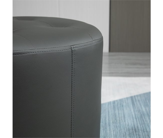 Reposapiés Otomano Giratorio PU, Espuma, Metal Galvanizado HOMCOM Gris