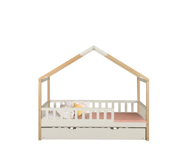 Cama nido WOOD madera maciza 90x190cm blanco natural Blanco/ Madera