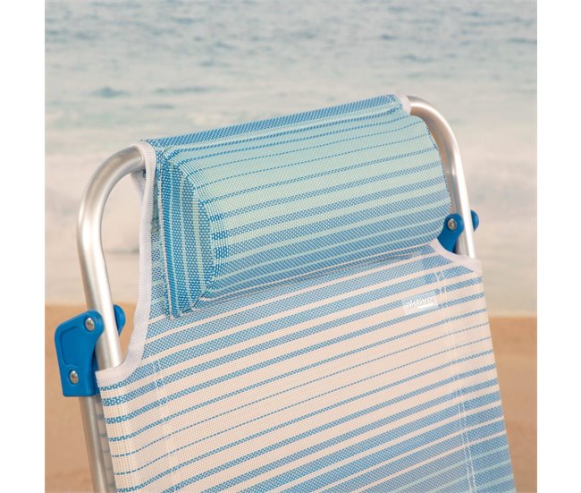 Aktive Pack de 2 sillas de playa plegables y reclinables Blanco/ Azul