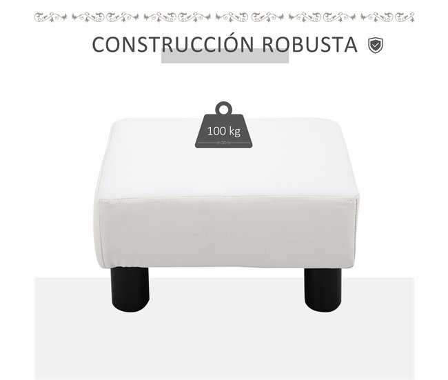 Reposapiés Otomano PU, Plástico HOMCOM Blanco
