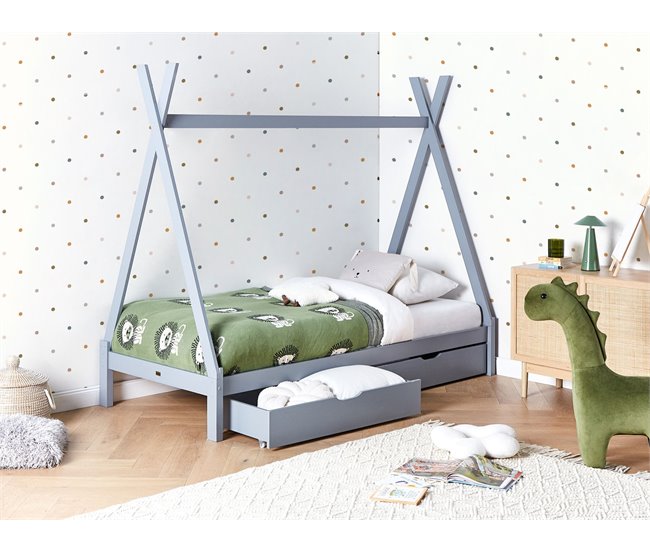 Beliani Conjunto de 2 cajones de cama Madera de pino CRONAT Gris