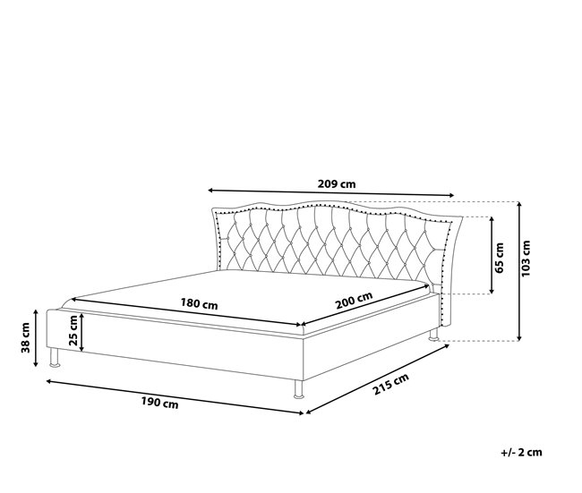 Beliani Cama con somier Piel sintética METZ 209x215 Blanco