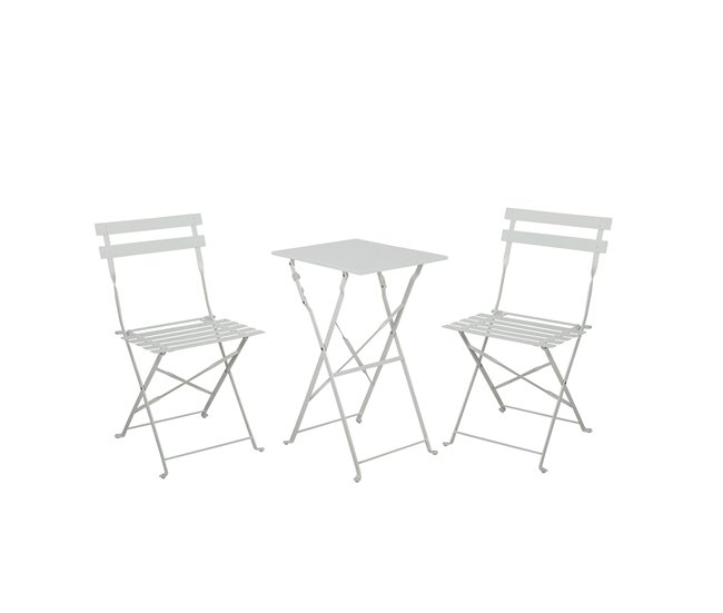 Conjunto de Terraza Plegable Metálico de 2 Sillas y Mesa Bistreau Blanco