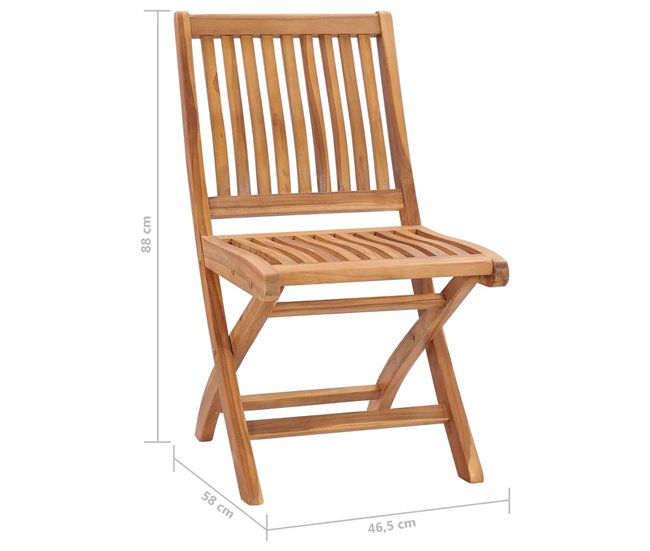 4 Sillas de jardín plegables de madera maciza de teca Marron