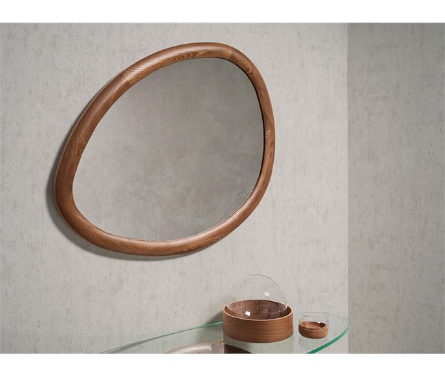 Espejo pared forma orgánica nogal Nogal