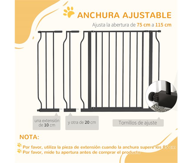 Barrera de Seguridad Acero, ABS PawHut Negro