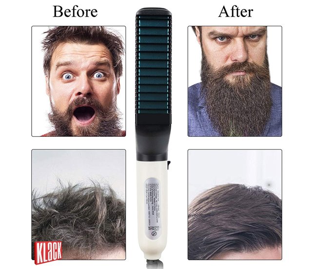 Cepillo plancha para pelo ó Barba Profesional KLACK® Blanco