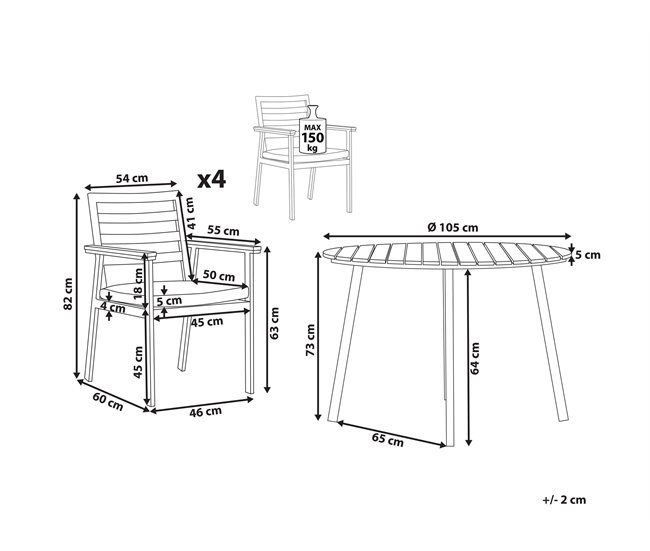Beliani Conjunto de comedor CAVOLI Beige