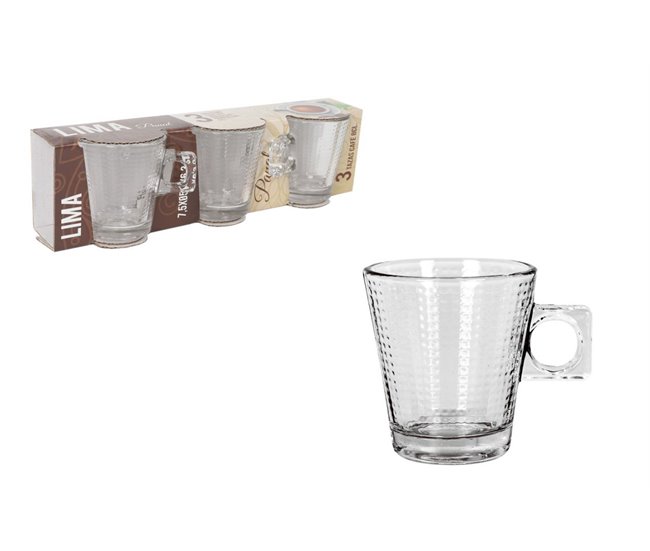 Set tazas café LIMA PANAL 3 piezas 80cl Transparente