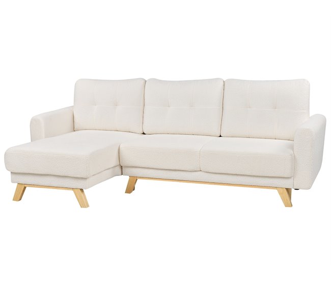 Beliani Sofá esquinero Bouclé SIRO Blanco/ Beige