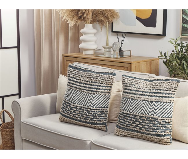 Beliani Cojín decorativo DEWBERRY Azul