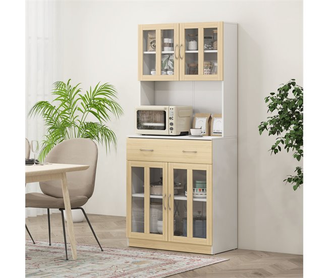 Alacena de Cocina Melamina de Madera HOMCOM, hogar - cocina Blanco/ Madera