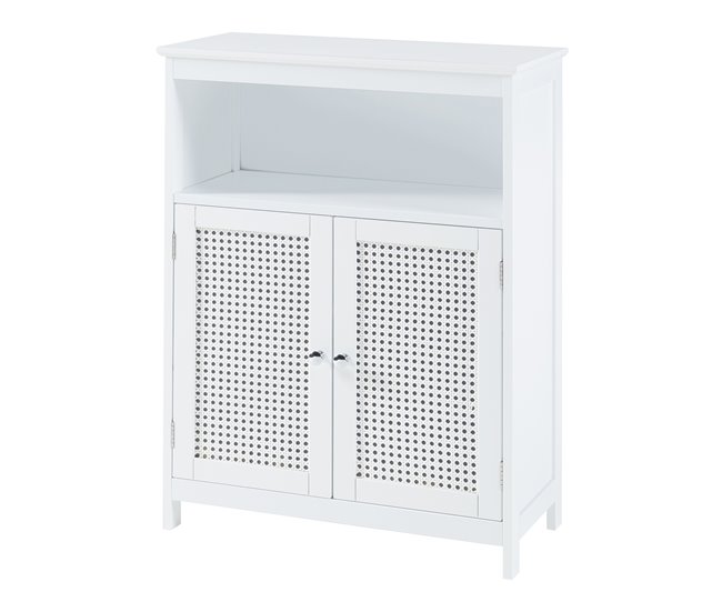 Mueble de baño Karlsøy con 2 puertas MDF ratán Blanco