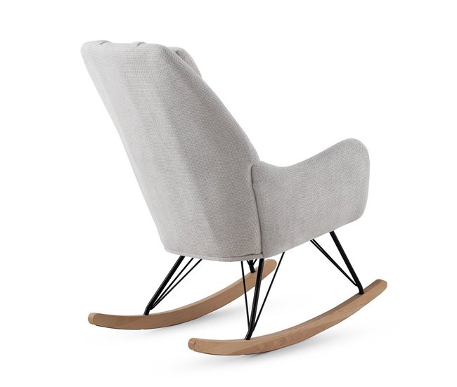 Balancín tapizado en chenilla y patas metálicas Blanco