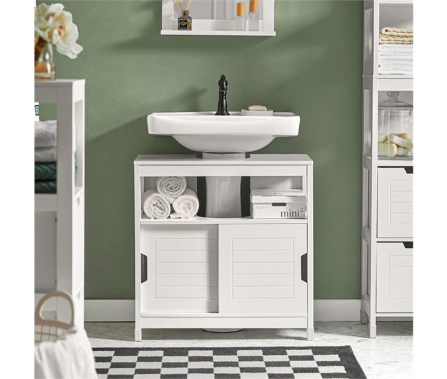 Mueble para Debajo del Lavabo FRG128-II-W SoBuy Blanco
