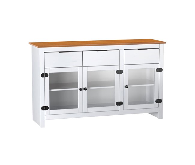 Aparador 3 Cajones 3 Puertas De Pino 133 Blanco