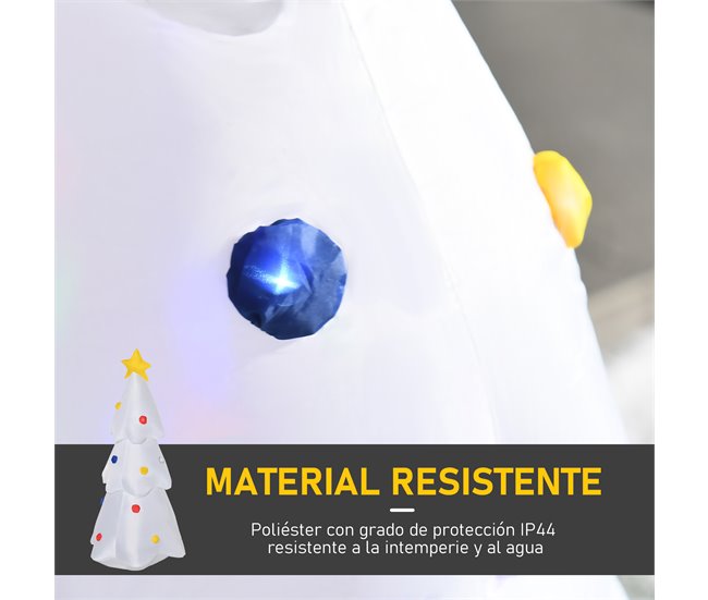 Árbol de Navidad Inflable Poliéster HOMCOM Blanco