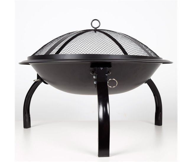 Brasero exterior portátil c/parrilla y rejilla antichispas Aktive Negro