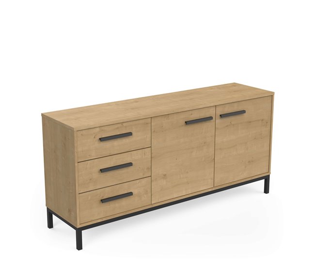 Aparador Craft 2 puertas 3 cajones Negro/ Madera