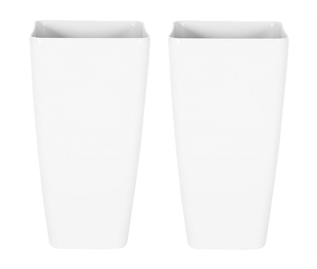 Beliani Conjunto de 2 macetas MODI Blanco
