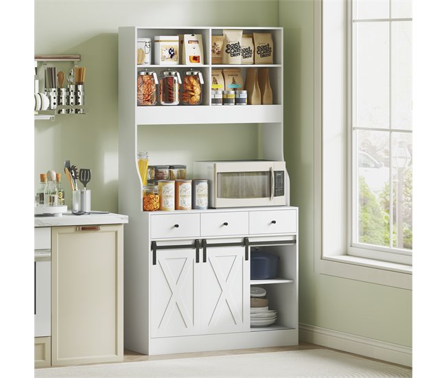 Alacena de Cocina Melamina de Madera HOMCOM, hogar - cocina Blanco
