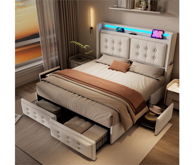 Camas de matrimonio 148x220 Beige