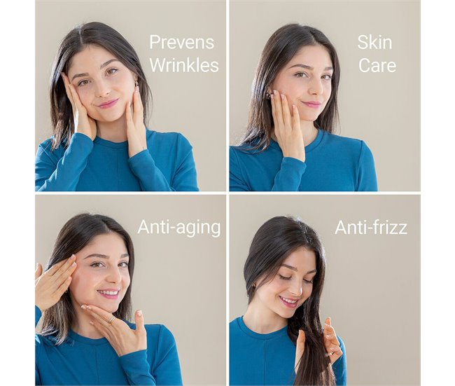 Almohada Cervical Antiarrugas con Funda de Satén Beige