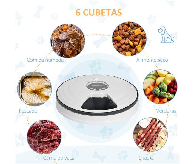 Alimentador Automático ABS, PS PawHut Blanco