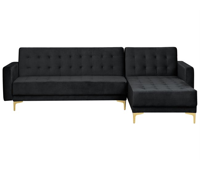 Beliani Sofá cama Terciopelo ABERDEEN Negro