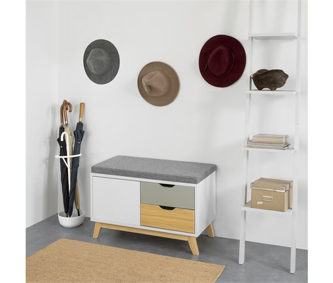 Banco Zapatero con 2 cajones y 1 Puerta FSR92-W SoBuy Blanco