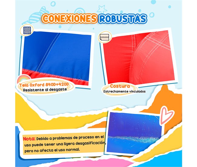 Castillo Hinchable Tela Oxford, Poliéster Outsunny Multicolor