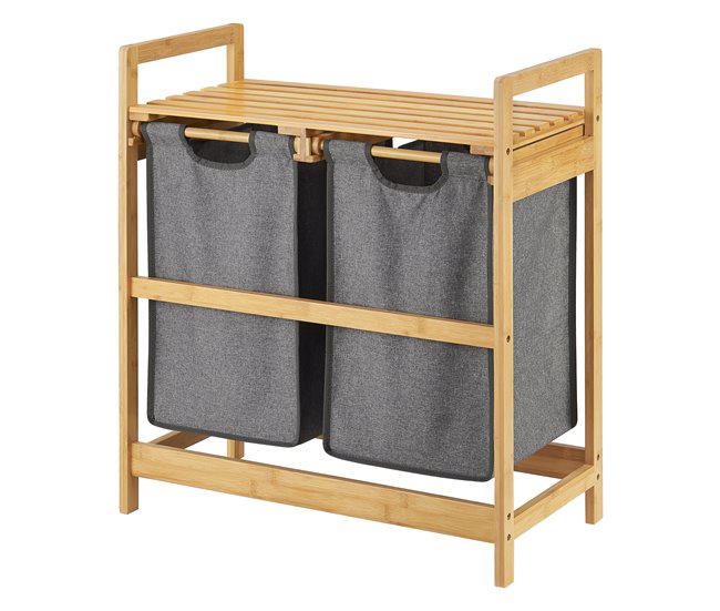 Estantería con 2 cestos para la colada Kärköl Gris/natural